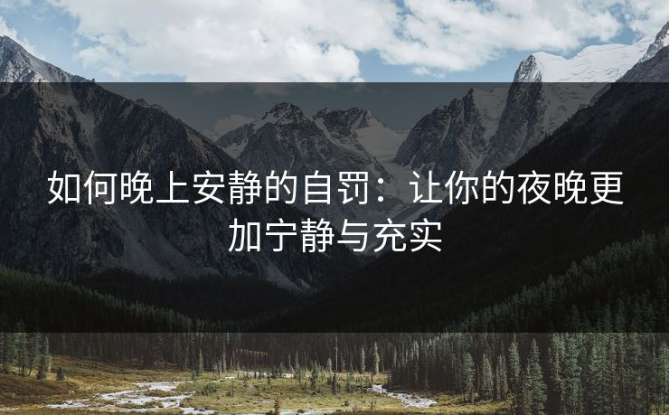 如何晚上安静的自罚：让你的夜晚更加宁静与充实