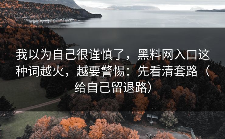 我以为自己很谨慎了，黑料网入口这种词越火，越要警惕：先看清套路（给自己留退路）